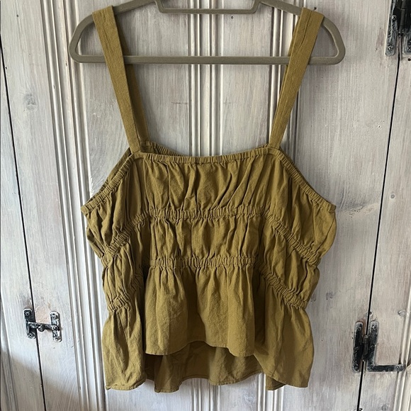 Universal Thread XXL olive green tiered peplum tank top 100% cotton - Picture 5 of 7